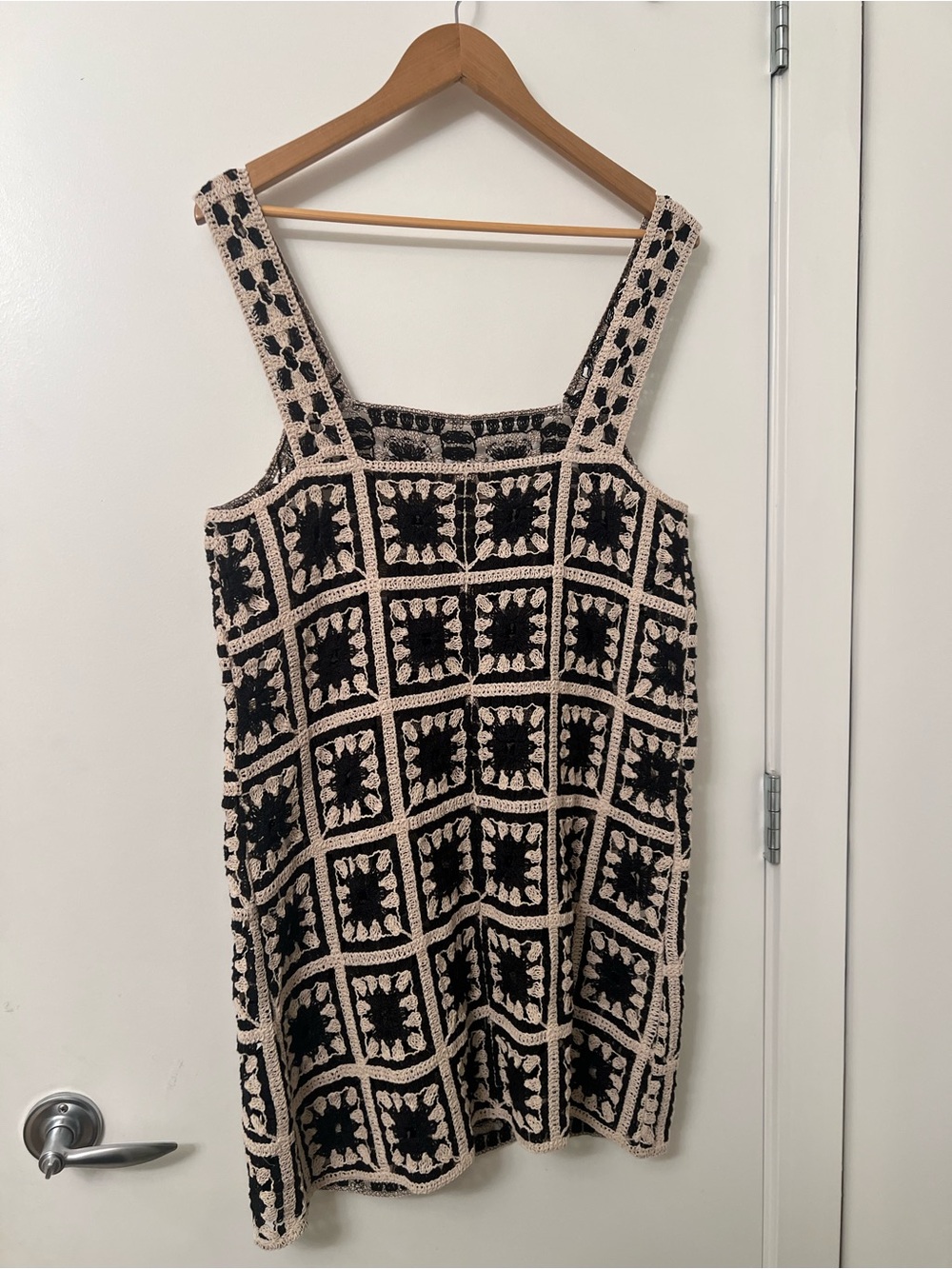 H&M Crochet Mini Dress – Black and Beige, Size Medium - Picture 7 of 8